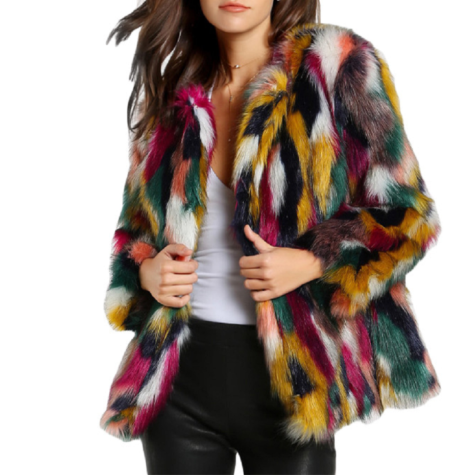 Rainbow Faux Fur Jacket