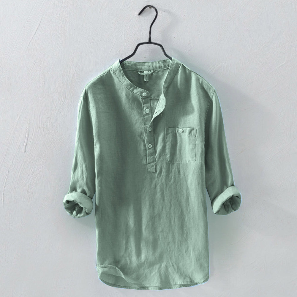 3/4 Collarless Cotton Shirt