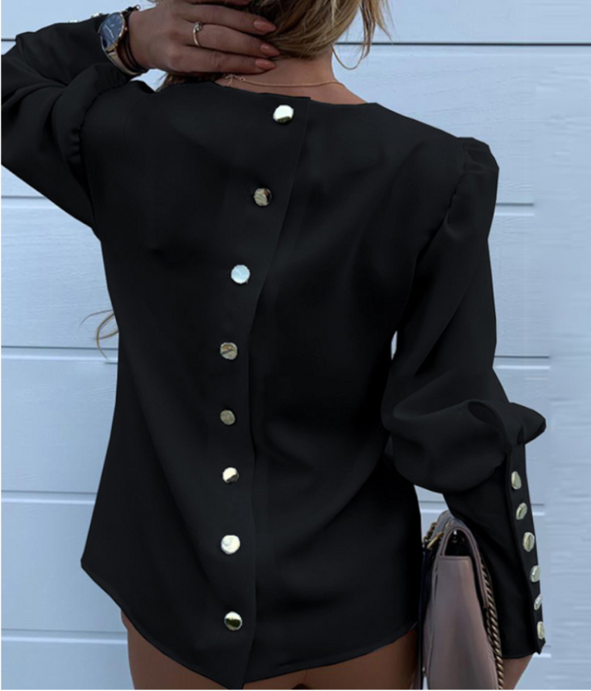 Chic Button Sleeve Blouse